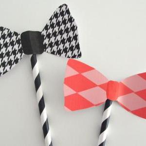 Stripey Bow Photo Prop (one Pair)