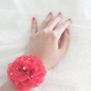 Handmade Cheery Wedding Corsage // Wrist Corsage