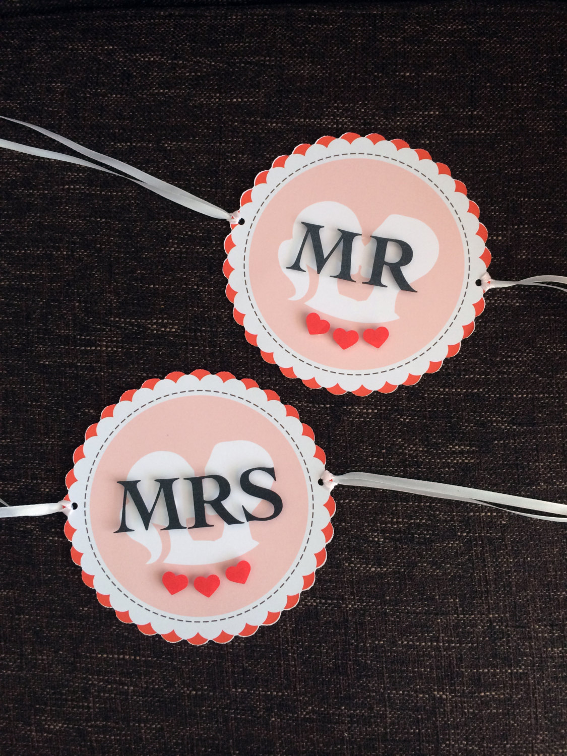 We Kiss Wedding Chair Signs - Customisable!